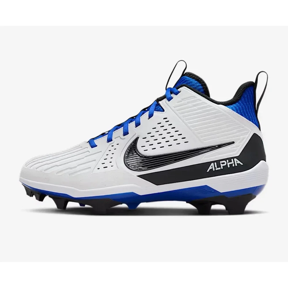 Nike Mens 12 Alpha Menace‎ Strong Football Cleats White/Hyper Royal Size 7.5